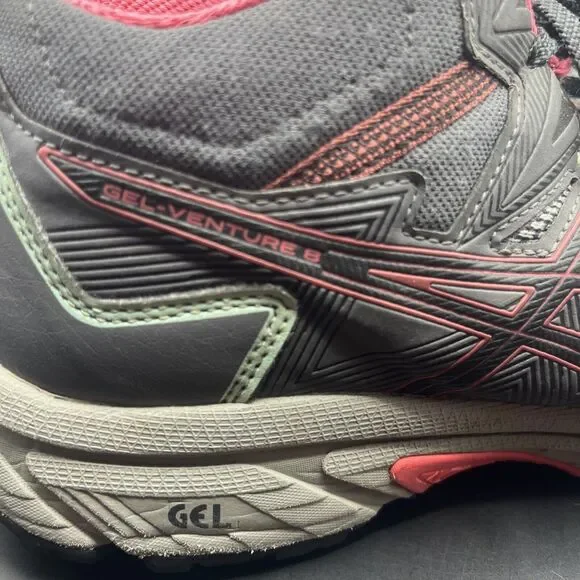 ASICS WOMENS GEL-VENTURE 8 TRAIL RUNNING SHOES CARRIER‎ GREY Pink 10 Hiking - Picture 6 of 8